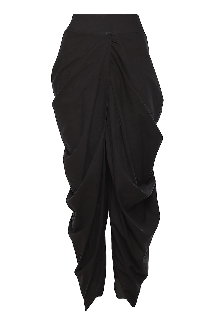 Black floral printed short tunic with dhoti pants available only at Pernia's Pop Up Shop.
