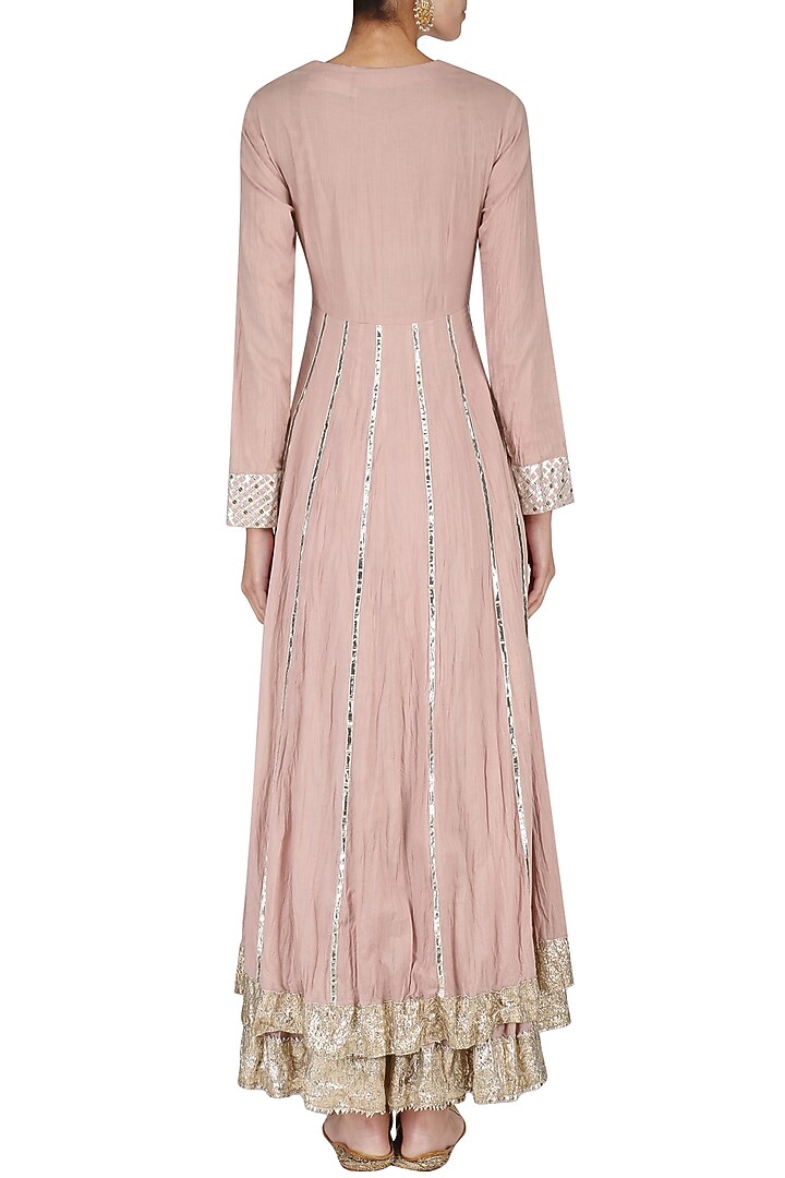 Blush pink layered kalidaar kurta set available only at Pernia's Pop Up Shop.