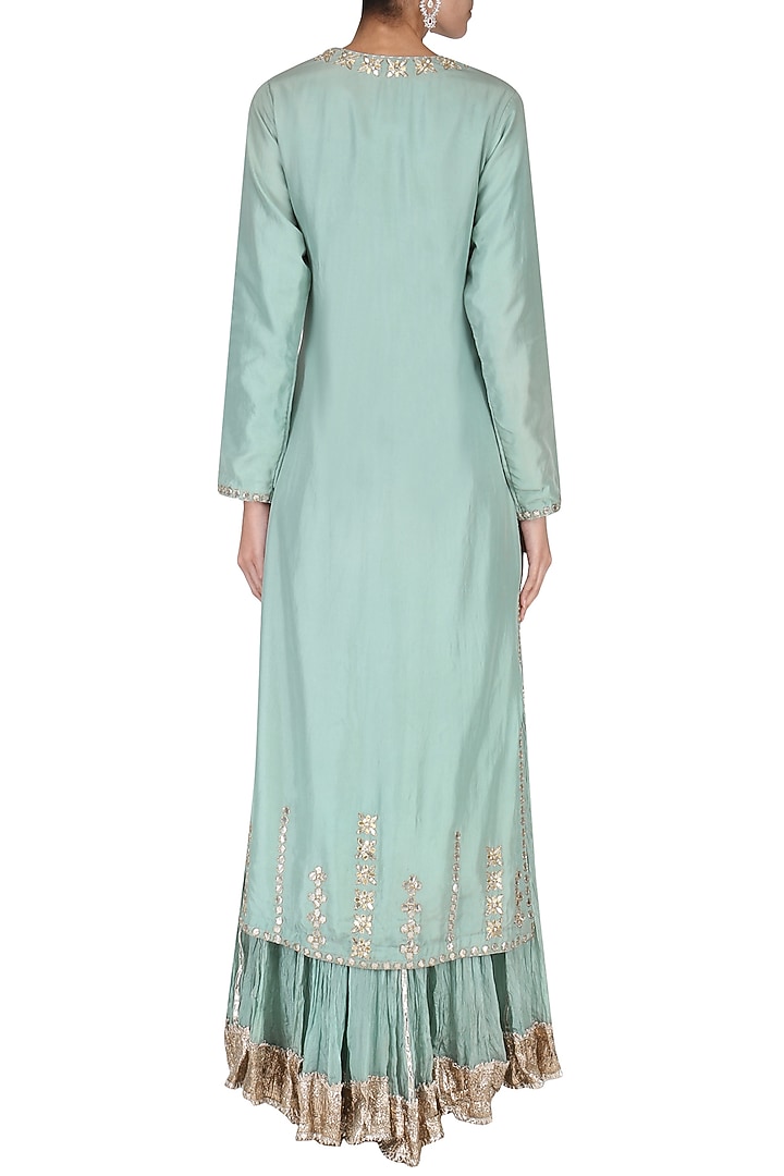 Blue embroidered kurta with crushed cotton sharara pants set available only at Pernia's Pop Up Shop.