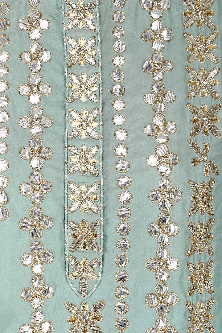 Blue embroidered kurta with crushed cotton sharara pants set available only at Pernia's Pop Up Shop.