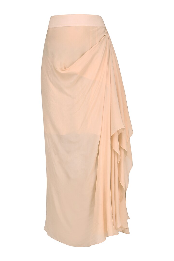 Peach embroidered shirt with drape skirt available only at Pernia's Pop Up Shop.