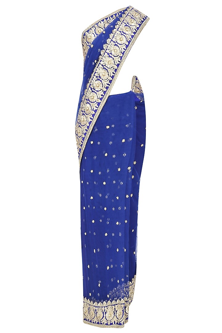 Blue Gota Patti Embellished Saree by Preeti S Kapoor