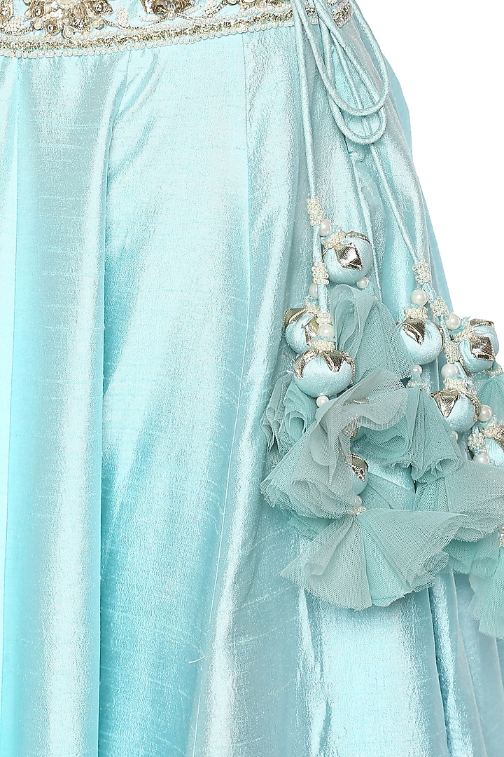 Sky Blue Handcrafted Embroidered Lehenga Set