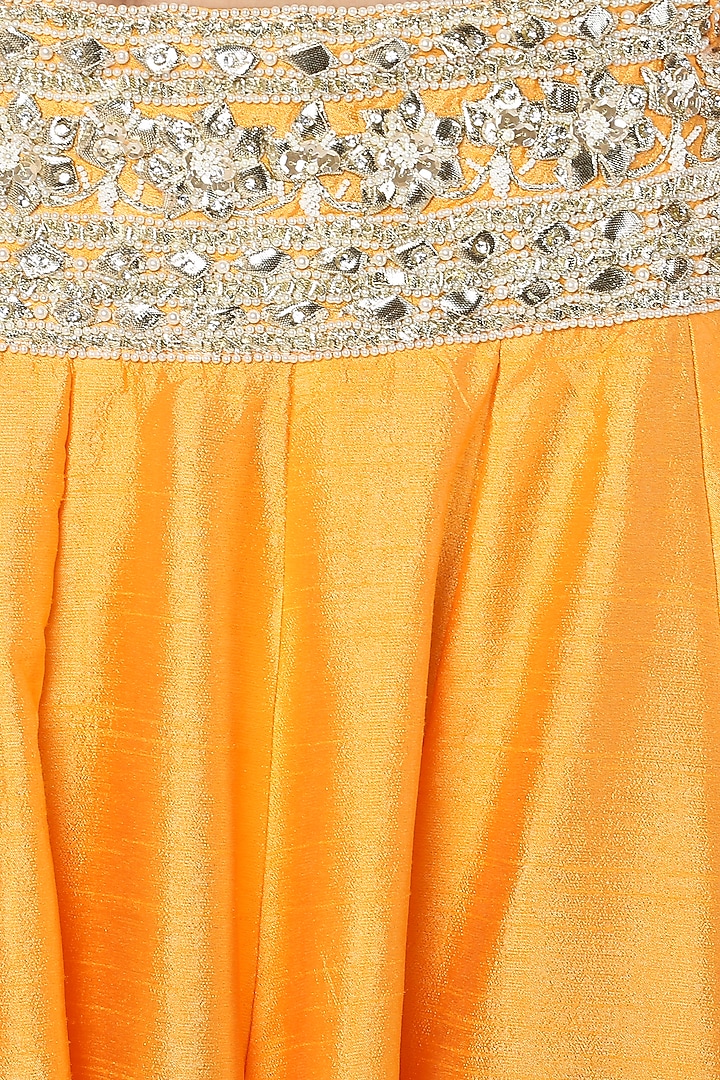 Orange Handcrafted Embroidered Lehenga Set