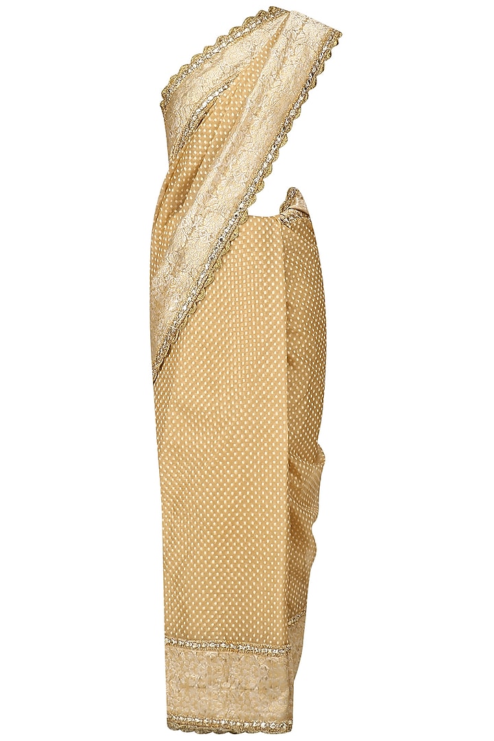 Gold Embroidered Saree with Heavy Gota Blouse by Preeti S Kapoor