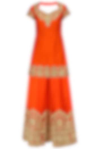 Orange Gota Patti Embroidered Sharara Set by Preeti S Kapoor