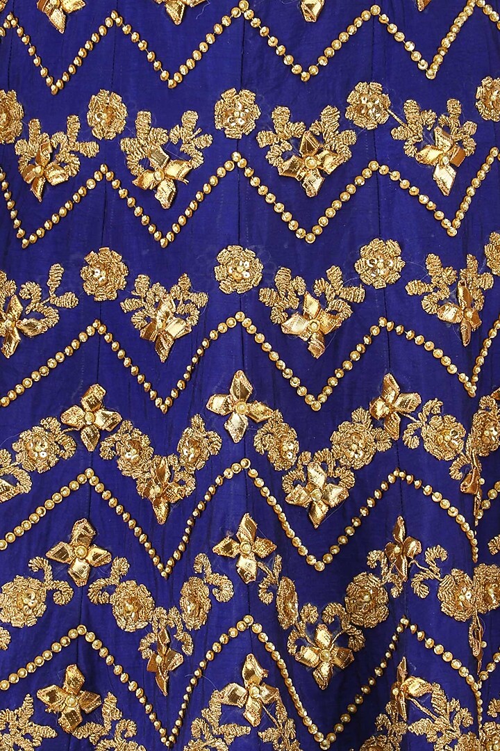 Blue gota patti embroidered anarkali set available only at Pernia's Pop Up Shop.