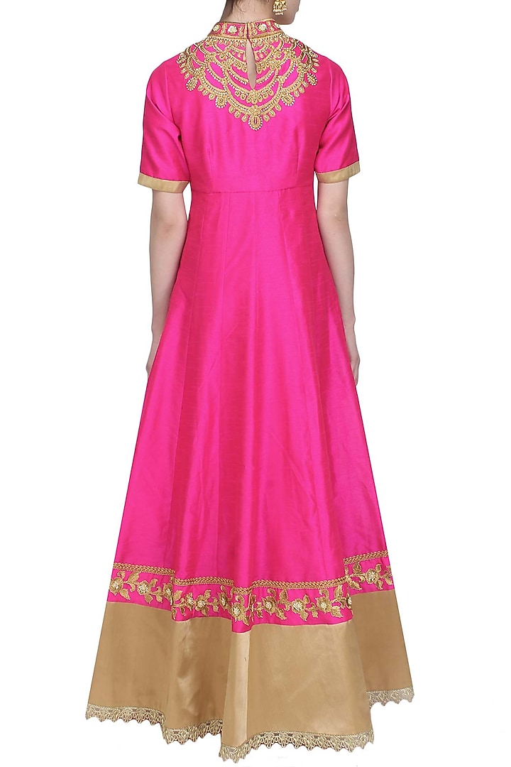 Pink gota patti embroidered anarkali set available only at Pernia's Pop Up Shop.