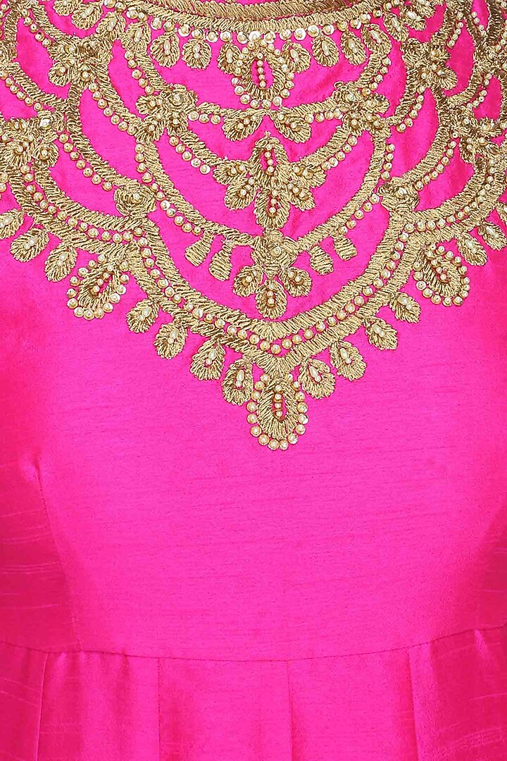 Pink gota patti embroidered anarkali set available only at Pernia's Pop Up Shop.