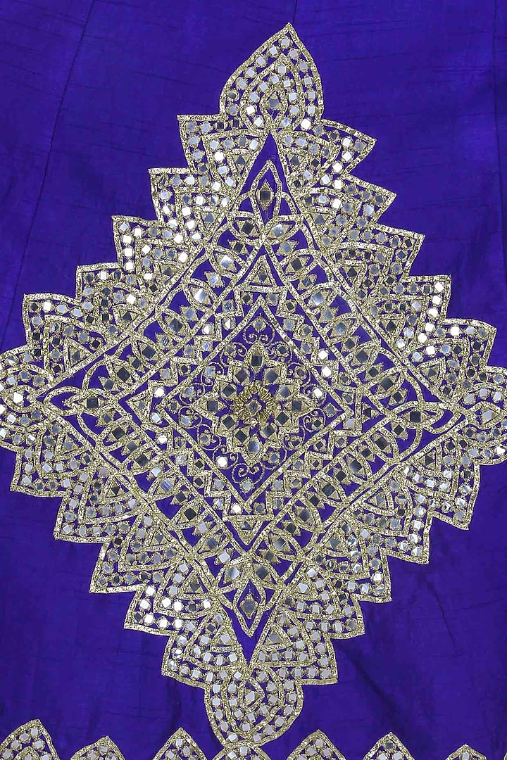 Blue mirror work and gota patti embroidered anarkali set available only at Pernia's Pop Up Shop.