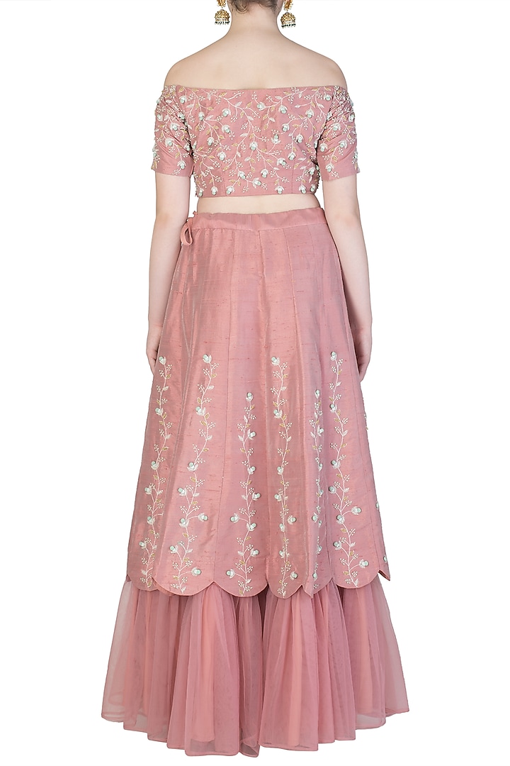 Nude pink embroidered lehenga set available only at Pernia's Pop Up Shop.
