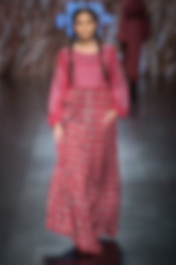 Red Checkered Printed Maxi Dress by Pinnacle by Shruti Sancheti