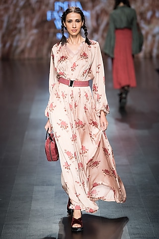 Deep Red Printed And Anchored Belt by Pinnacle by Shruti Sancheti