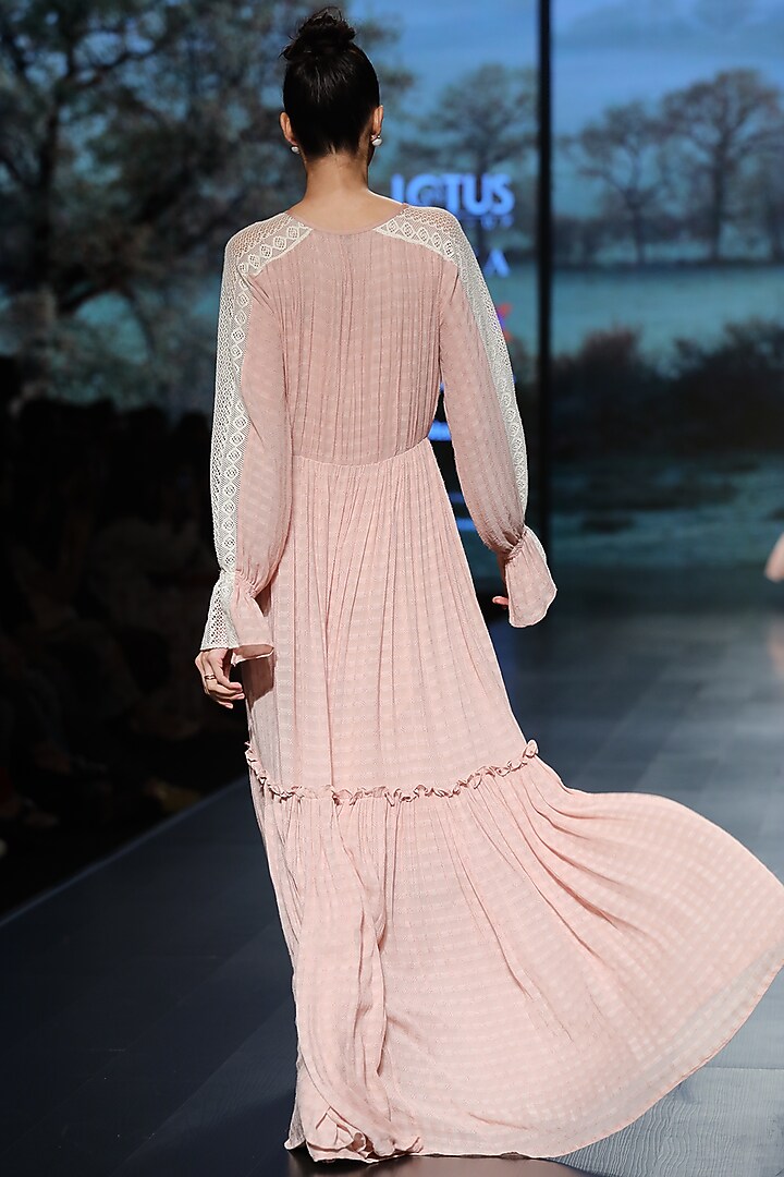 Pastel pink gathered maxi Vacation Dress by Pinnacle By Shruti Sancheti at Pernia's Pop Up Shop