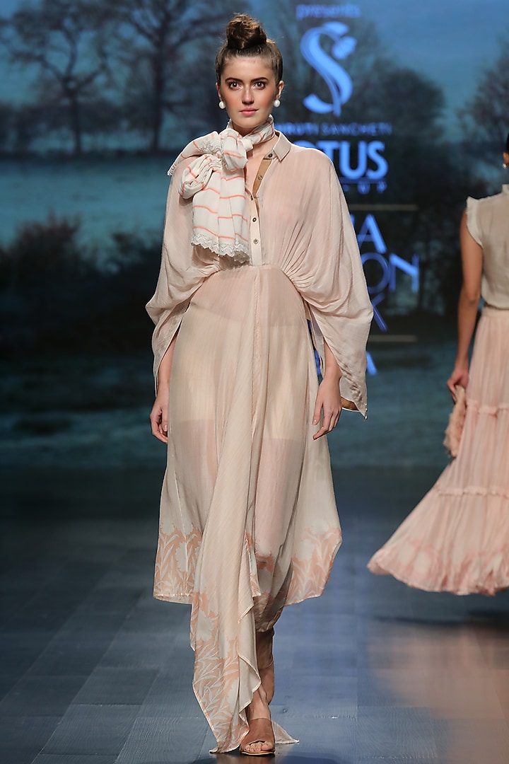 Pastel sand brown kimono Vacation Dress by Pinnacle By Shruti Sancheti at Pernia's Pop Up Shop