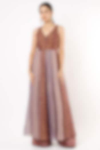 Onion Pink Shaded Color Blocked Wedding Anarkali Set by Pinnacle By Shruti Sancheti at Pernia's Pop Up Shop