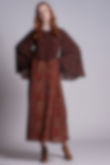 Brown Printed Midi Dress by Pinnacle By Shruti Sancheti