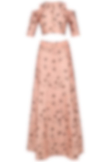 Blush Pink Cracker Print Skirt and Crop Top Set by Pinnacle By Shruti Sancheti