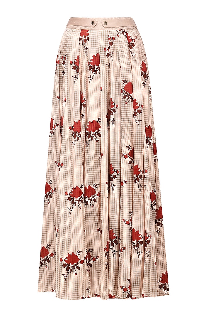 Blush Pink Floral Embroidered Maxi Skirt by Pinnacle By Shruti Sancheti
