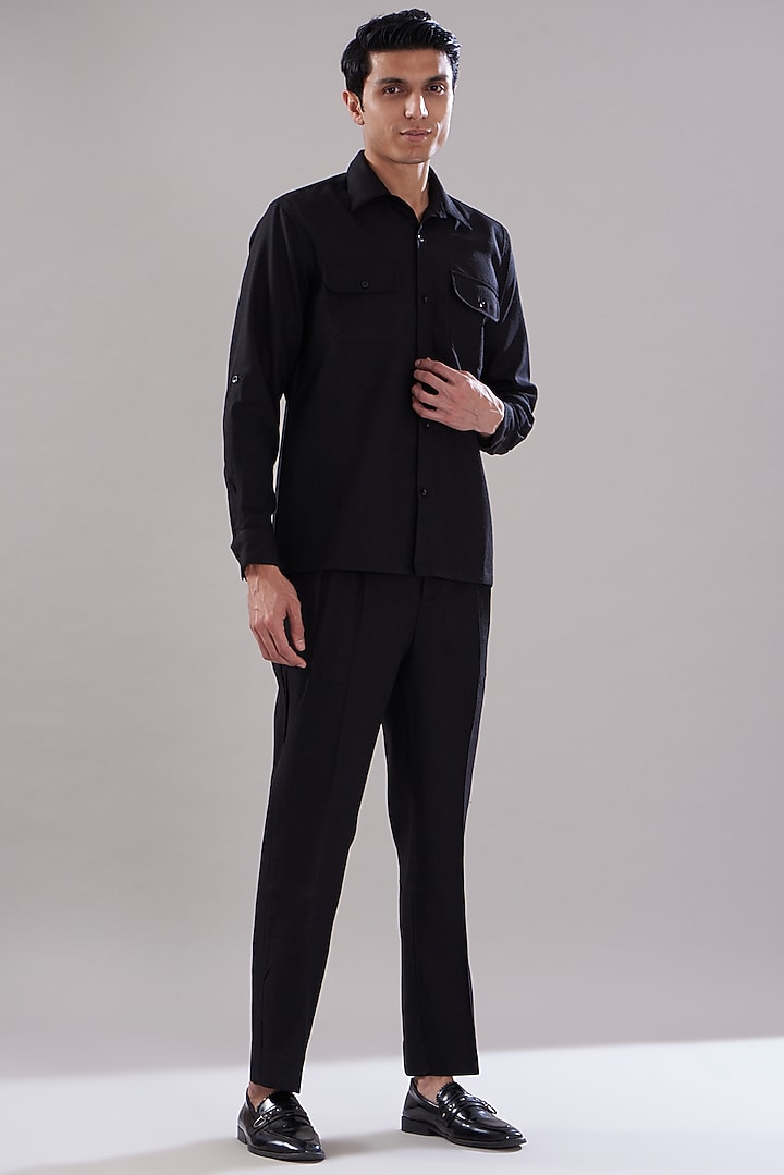 Black Jute Linen Co-Ord Set by PUNEET KAPOOR LABEL at Pernia's Pop Up Shop