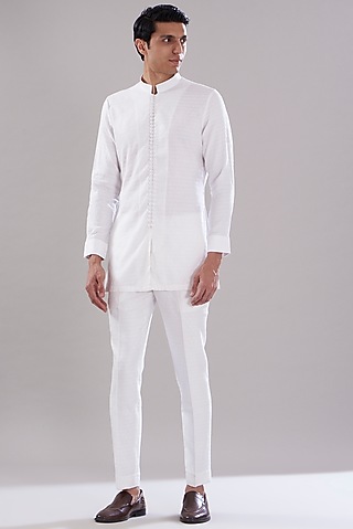 White Cotton Kurta Set by PUNEET KAPOOR LABEL