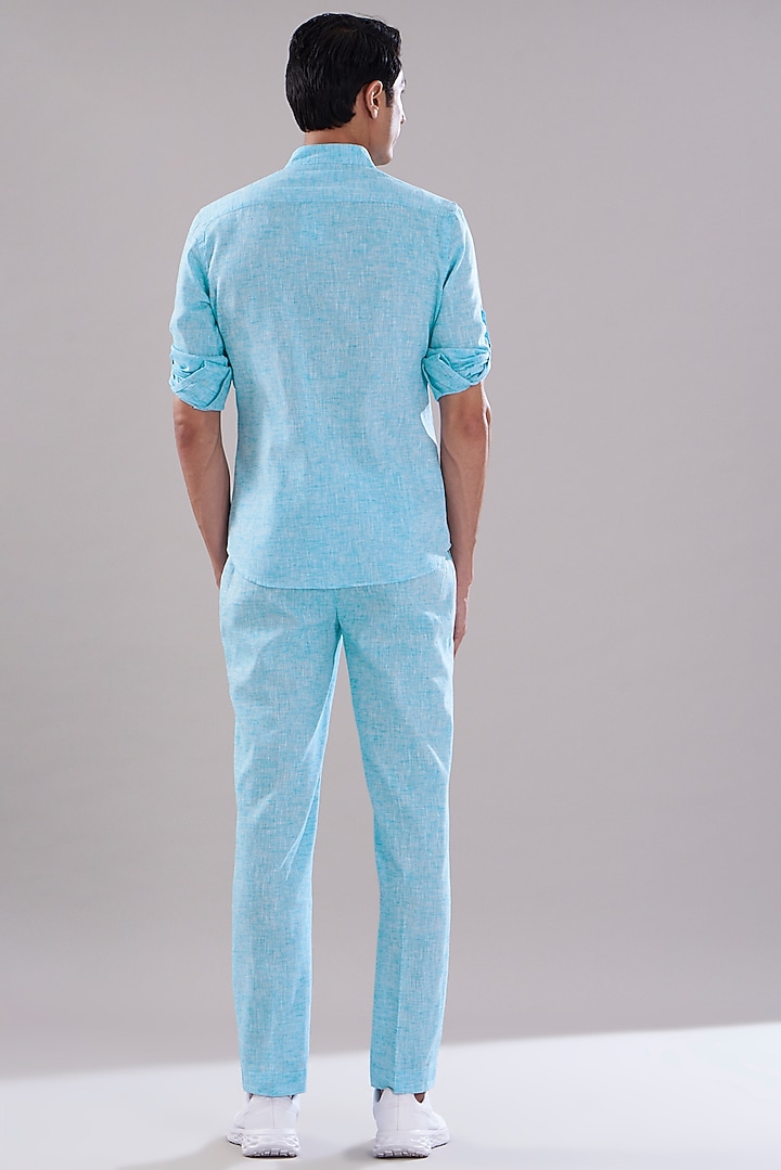 Blue Linen Co-Ord Set by PUNEET KAPOOR LABEL at Pernia's Pop Up Shop
