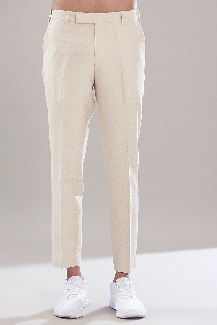 Cream Weave Cotton Kurta Set by PUNEET KAPOOR LABEL at Pernia's Pop Up Shop
