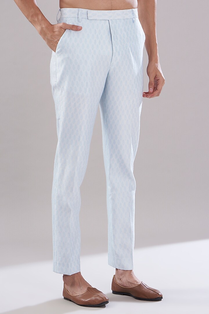 Powder Blue Texture Kurta Set by PUNEET KAPOOR LABEL at Pernia's Pop Up Shop