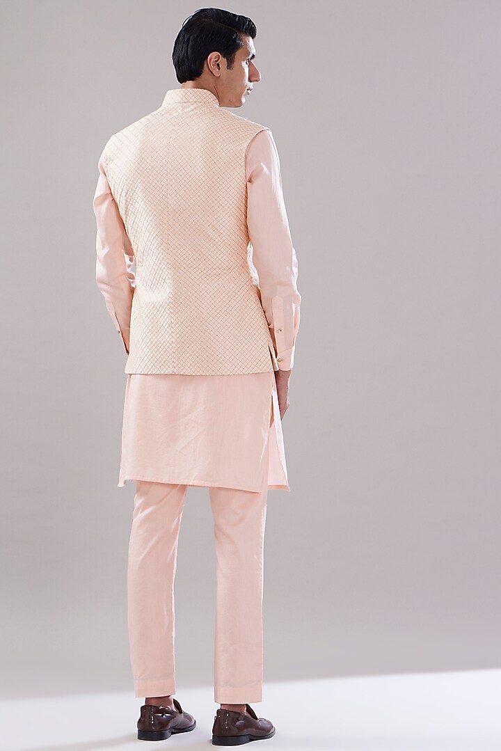 Pink Zari Nehru Jacket Set by PUNEET KAPOOR LABEL at Pernia's Pop Up Shop