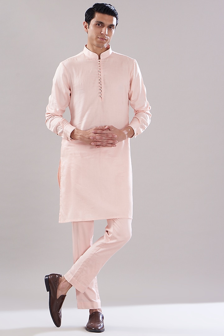 Pink Zari Nehru Jacket Set by PUNEET KAPOOR LABEL at Pernia's Pop Up Shop