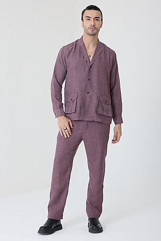 Orchid Purple Linen Co-Ord Set by PUNEET KAPOOR LABEL