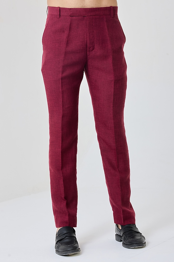 Maroon Red Linen Co-Ord Set by PUNEET KAPOOR LABEL at Pernia's Pop Up Shop