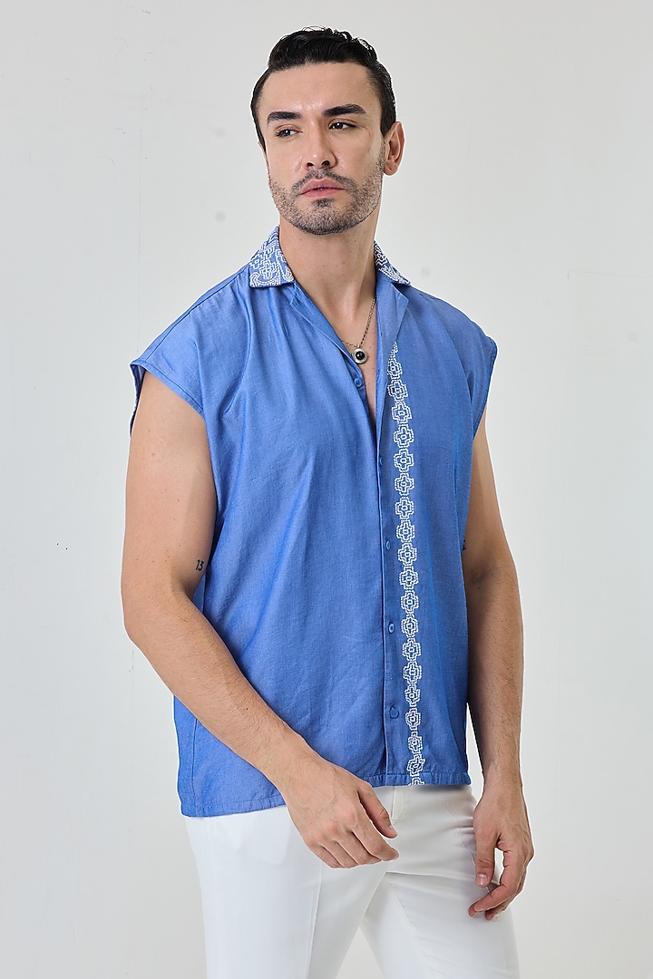 White Cotton Linen & Crepe Pant Set by PUNEET KAPOOR LABEL at Pernia's Pop Up Shop
