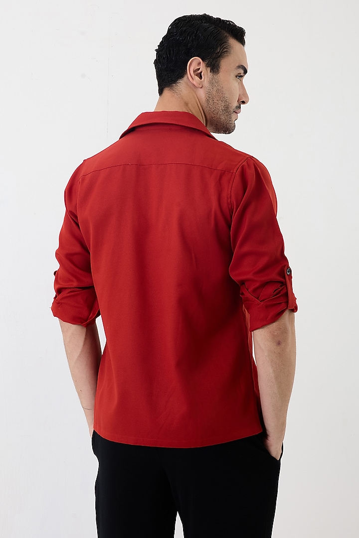 Rust Orange Crepe Party Wear Shirt by PUNEET KAPOOR LABEL at Pernia's Pop Up Shop