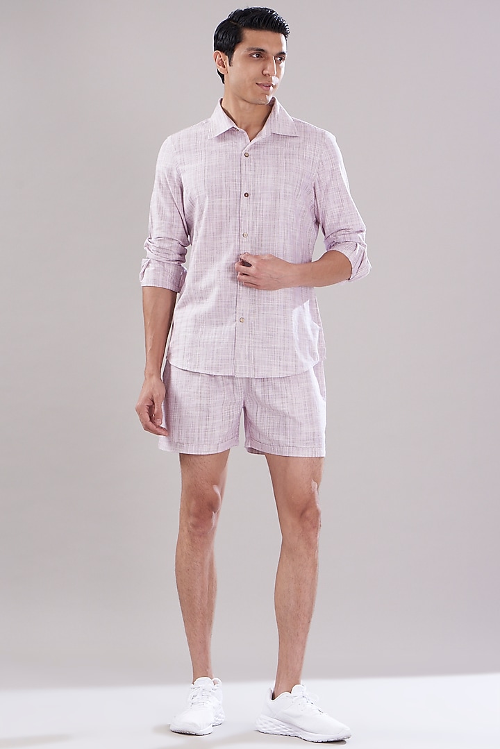 Purple Linen Summer Shirt by PUNEET KAPOOR LABEL at Pernia's Pop Up Shop