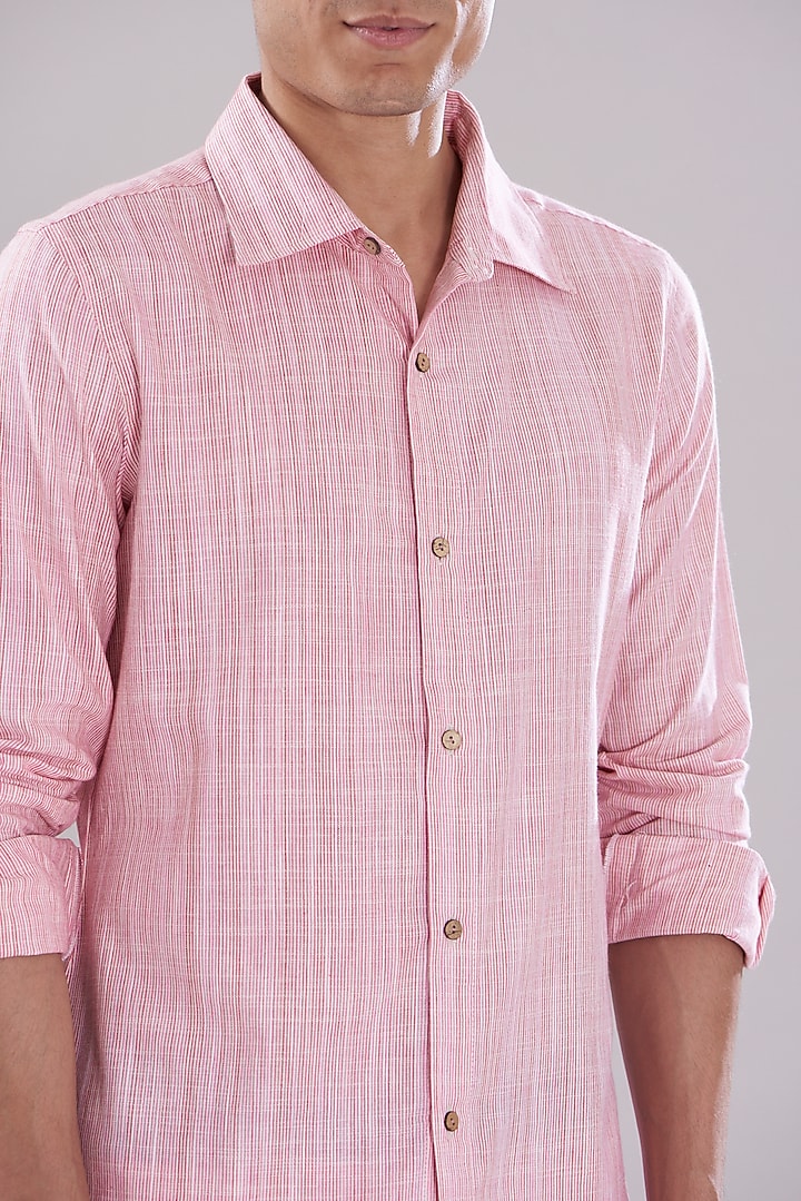 Pink Linen Summer Shirt by PUNEET KAPOOR LABEL at Pernia's Pop Up Shop