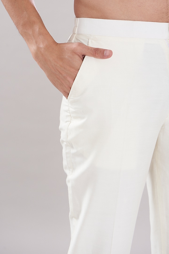 Cream Weave Cotton Printed Kurta by PUNEET KAPOOR LABEL at Pernia's Pop Up Shop