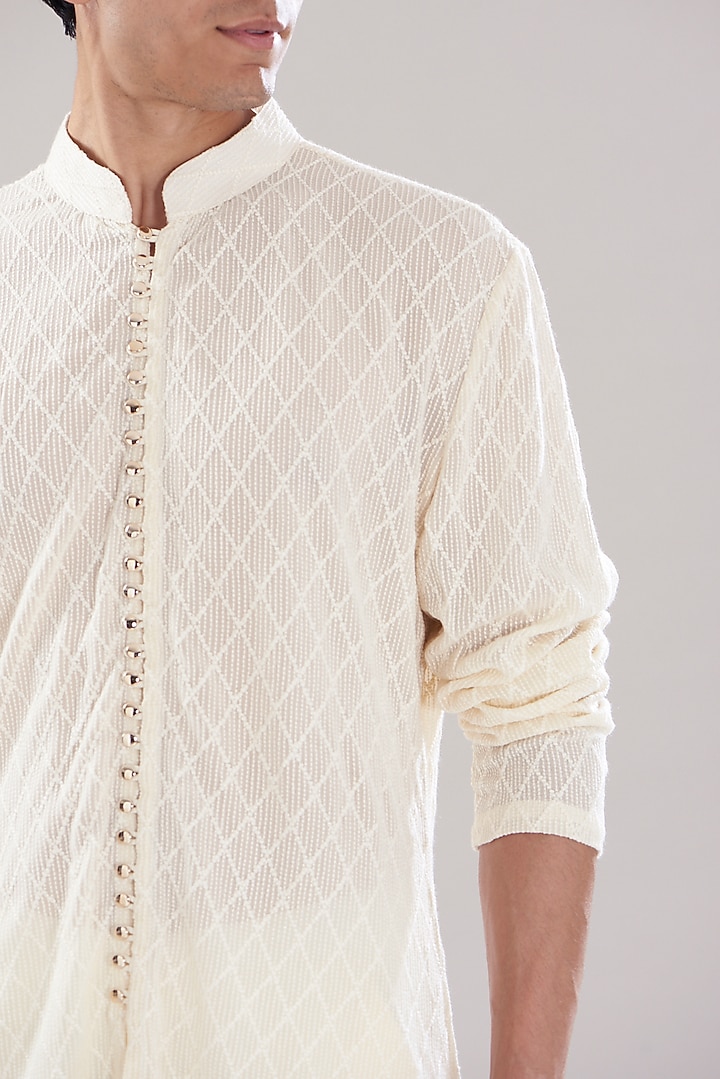 White Weave Cotton Pants by PUNEET KAPOOR LABEL at Pernia's Pop Up Shop