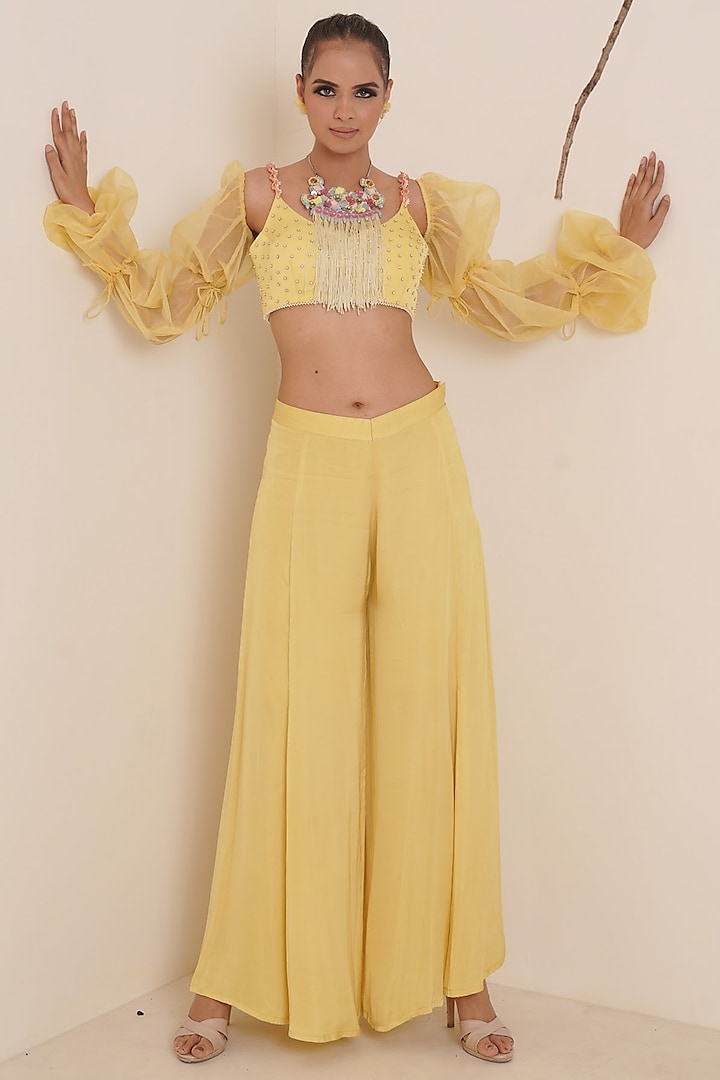 Yellow Embroidered Co-Ord Set For Girls by Potloo by Merge at Pernia's Pop Up Shop