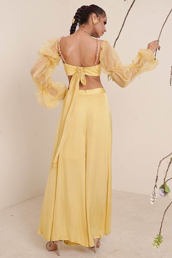 Yellow Embroidered Co-Ord Set For Girls by Potloo by Merge at Pernia's Pop Up Shop