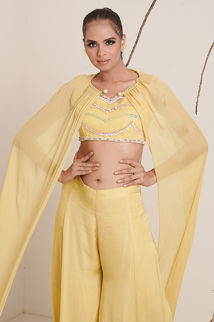Yellow Embroidered Co-Ord Set For Girls by Potloo by Merge at Pernia's Pop Up Shop