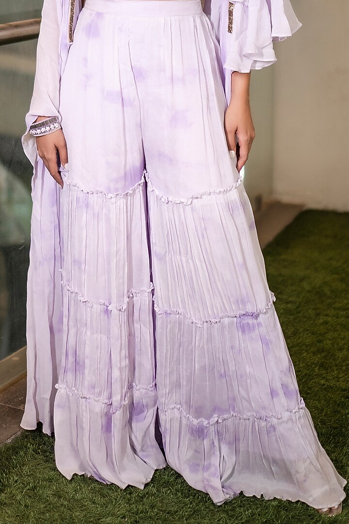 Lavender Printed Sharara Set For Girls by Potloo by Merge at Pernia's Pop Up Shop