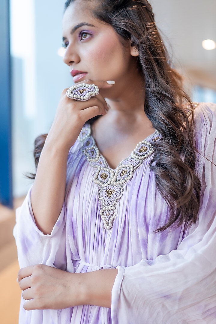 Lavender Georgette Kaftan For Girls by Potloo by Merge at Pernia's Pop Up Shop