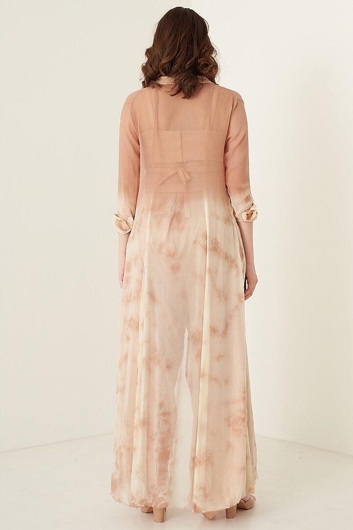 Peach Modal Satin Dhoti Skirt Set For Girls by Potloo by Merge at Pernia's Pop Up Shop
