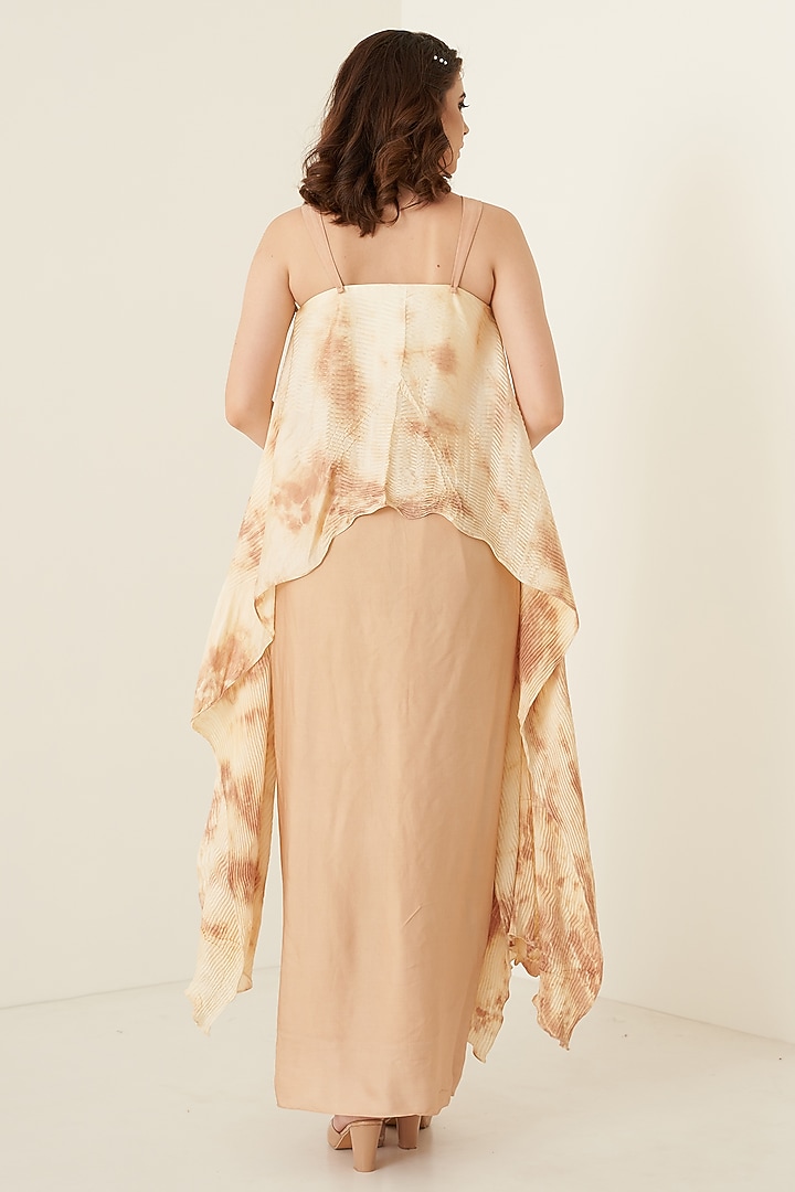 Peach Modal Satin Skirt Set For Girls by Potloo by Merge at Pernia's Pop Up Shop