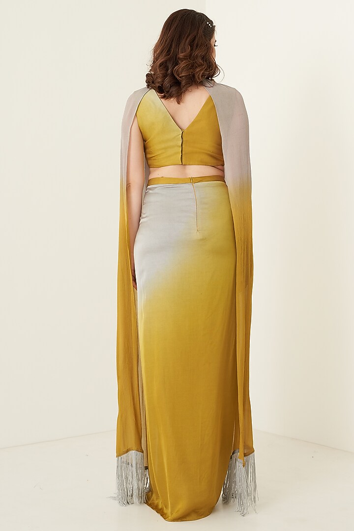 Mustard & Yellow Modal Satin Skirt Set For Girls by Potloo by Merge at Pernia's Pop Up Shop