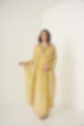 Yellow Georgette Kaftan For Girls by Potloo by Merge
