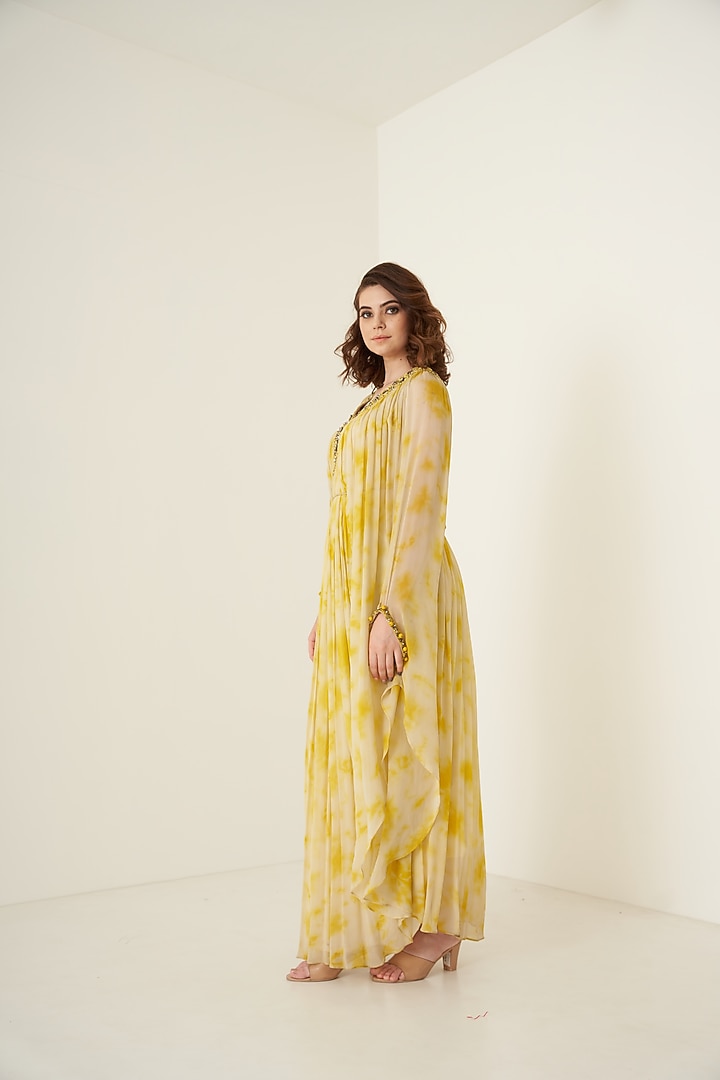 Yellow Georgette Kaftan For Girls by Potloo by Merge at Pernia's Pop Up Shop