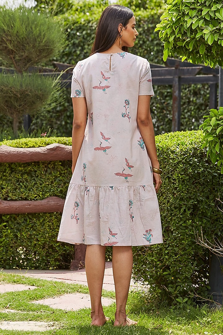 Pink Fine Cotton Hand Block Printed Summer Dress by PTRAANI at Pernia's Pop Up Shop