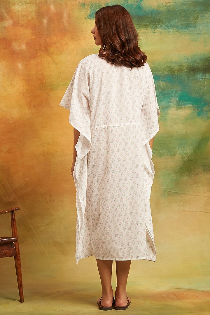 Pink Cambric Hand Block Printed Kaftan by PTRAANI at Pernia's Pop Up Shop